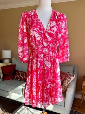 ba&sh ULIA Floral Wrap Mini Dress Rose Pink French Chic Medium